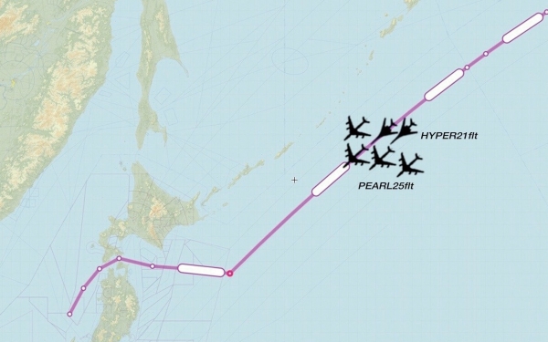 미국 본토 엘스워스 공군기지에서 이륙한 B-1B 폭격기 2대가 7월 17일 오전 동해를 거쳐 동중국해 일대를 비행하는 등 최근 동해상 출격이 많아졌다. / 민간항공추적 트위터계정 골프9